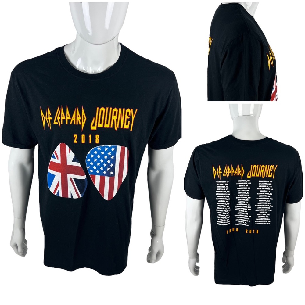 Journey and Def Leppard 2018 US Tour Concert Men Medium Shirt Black Tee Printed